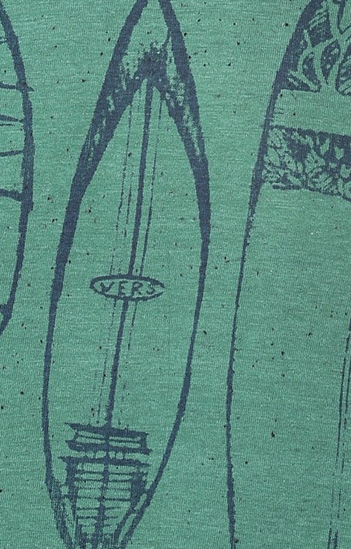 spykar | Spykar Green Printed Cotton T-Shirt 7