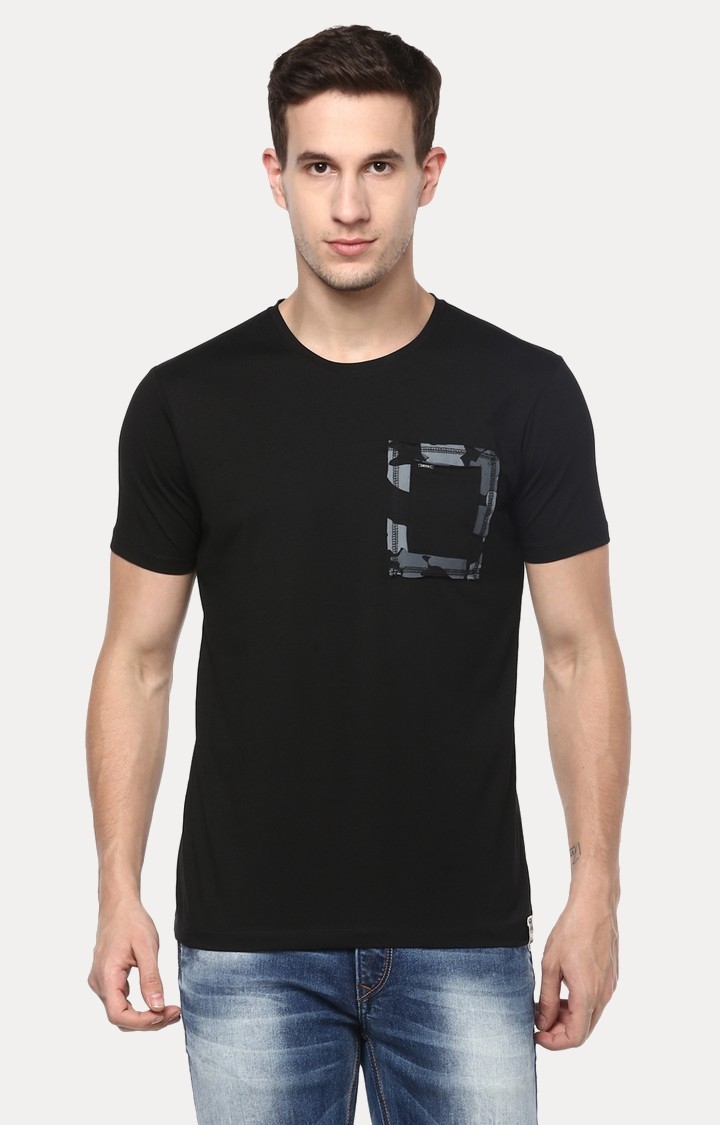 spykar | Spykar Black Solid Slim Fit T-Shirt 0