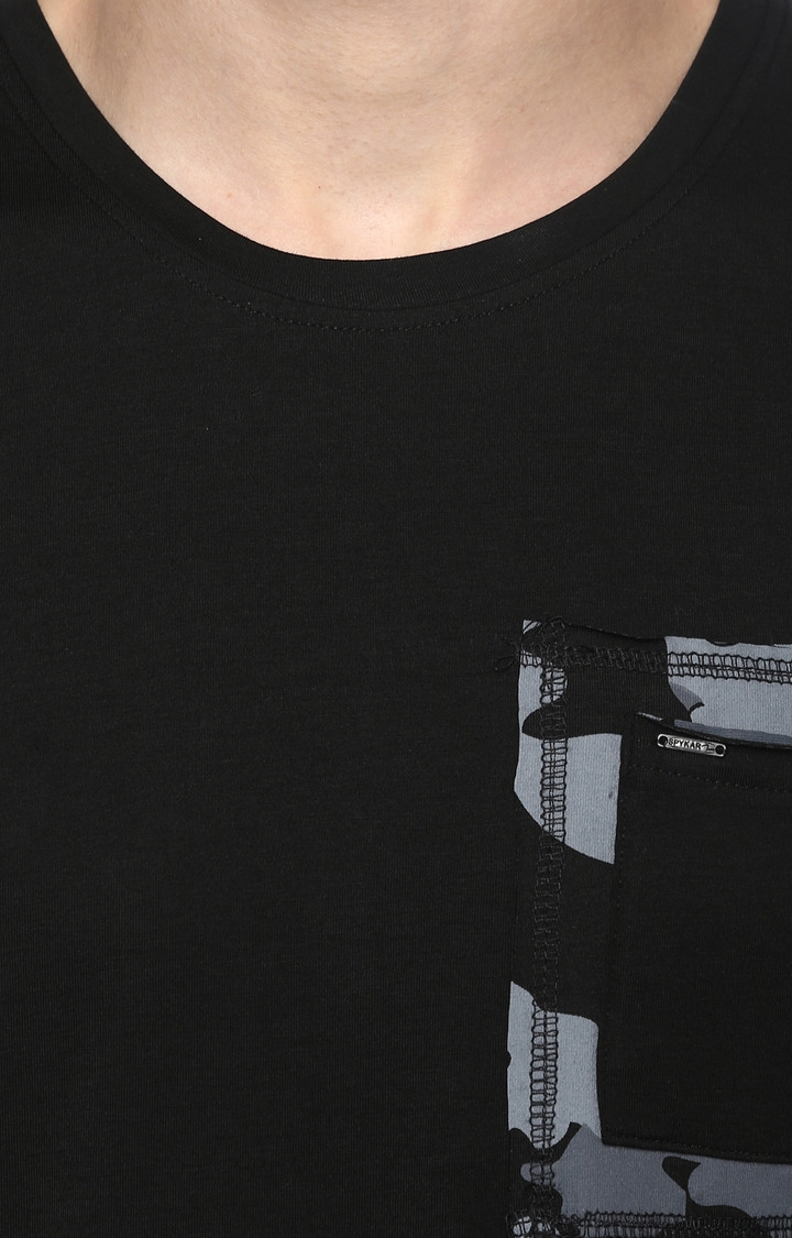 spykar | Spykar Black Solid Slim Fit T-Shirt 4