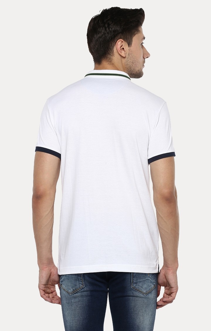 spykar | spykar White Solid Slim Fit Polo T-Shirt 3