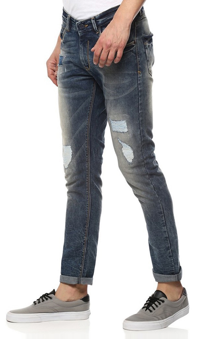 spykar | Men's Blue Cotton Ripped Ripped Jeans 2