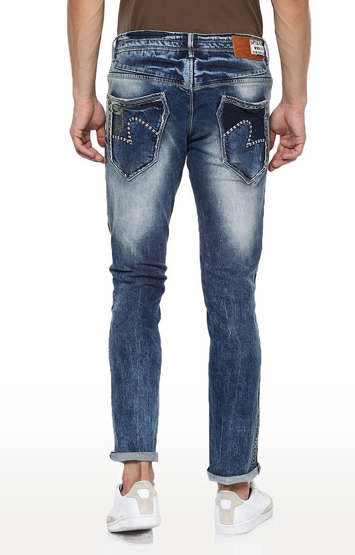 spykar | Men's Blue Cotton Ripped Ripped Jeans 3