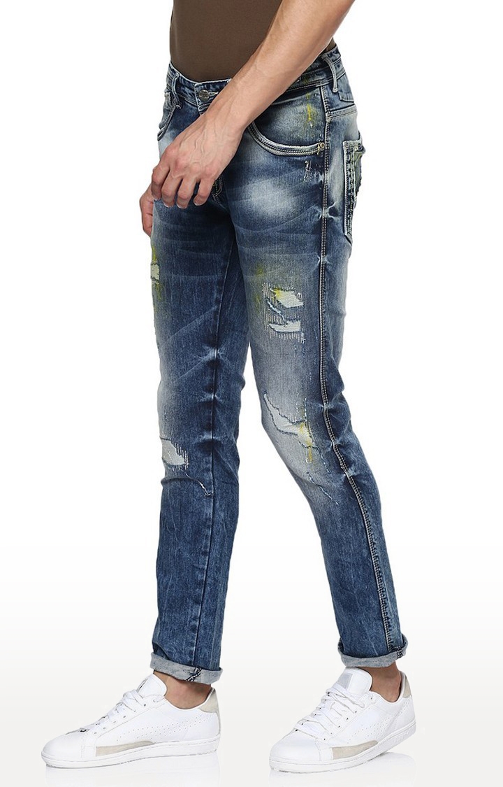spykar | Men's Blue Cotton Ripped Ripped Jeans 2