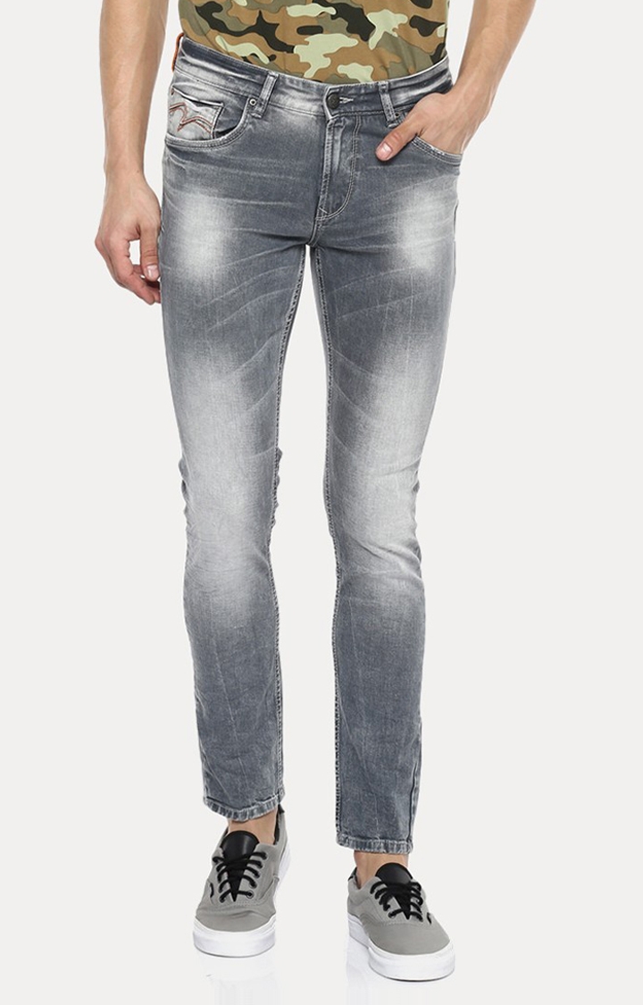 spykar | Men's Grey Cotton Solid Straight Jeans 0