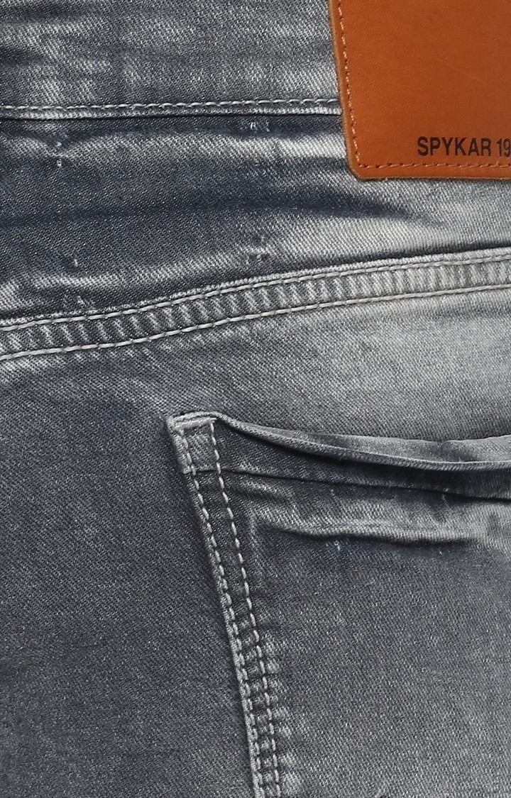 spykar | Men's Grey Cotton Solid Straight Jeans 4