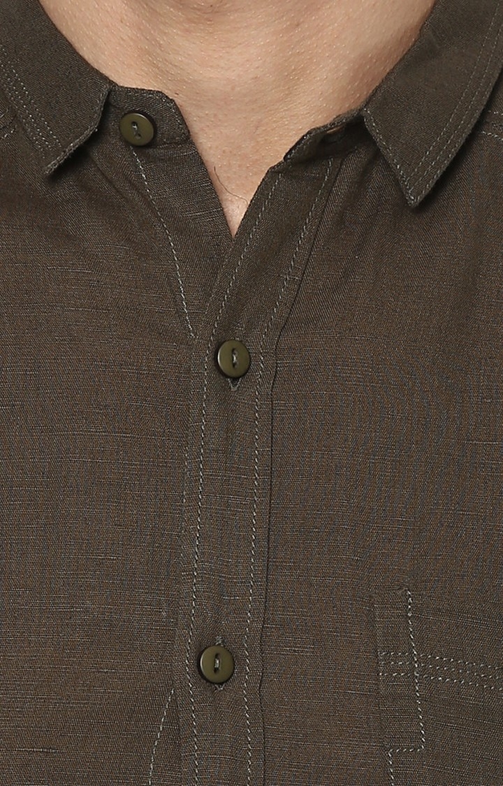 spykar | Men's Green Cotton Solid Casual Shirts 4