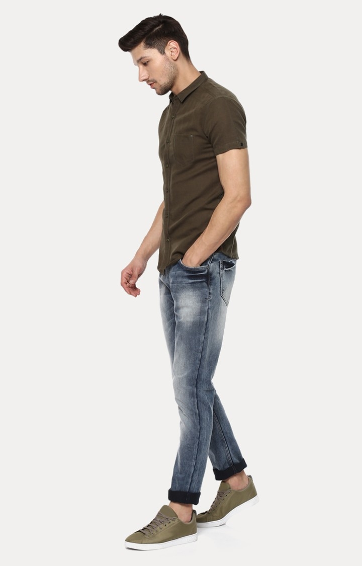 spykar | Men's Green Cotton Solid Casual Shirts 1
