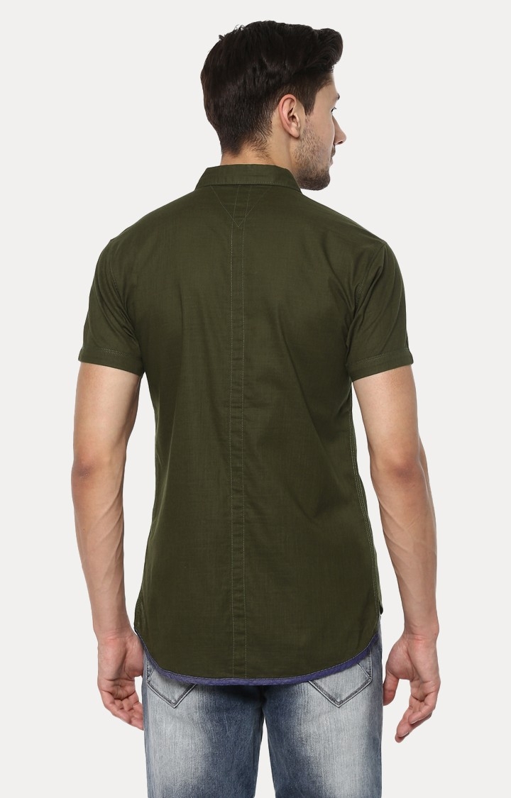 spykar | Men's Green Cotton Solid Casual Shirts 3