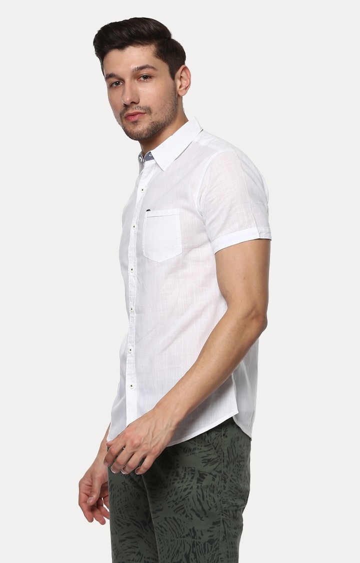 spykar | Men's White Cotton Solid Casual Shirts 2