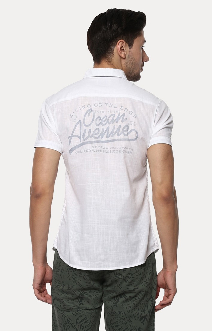 spykar | Men's White Cotton Solid Casual Shirts 3