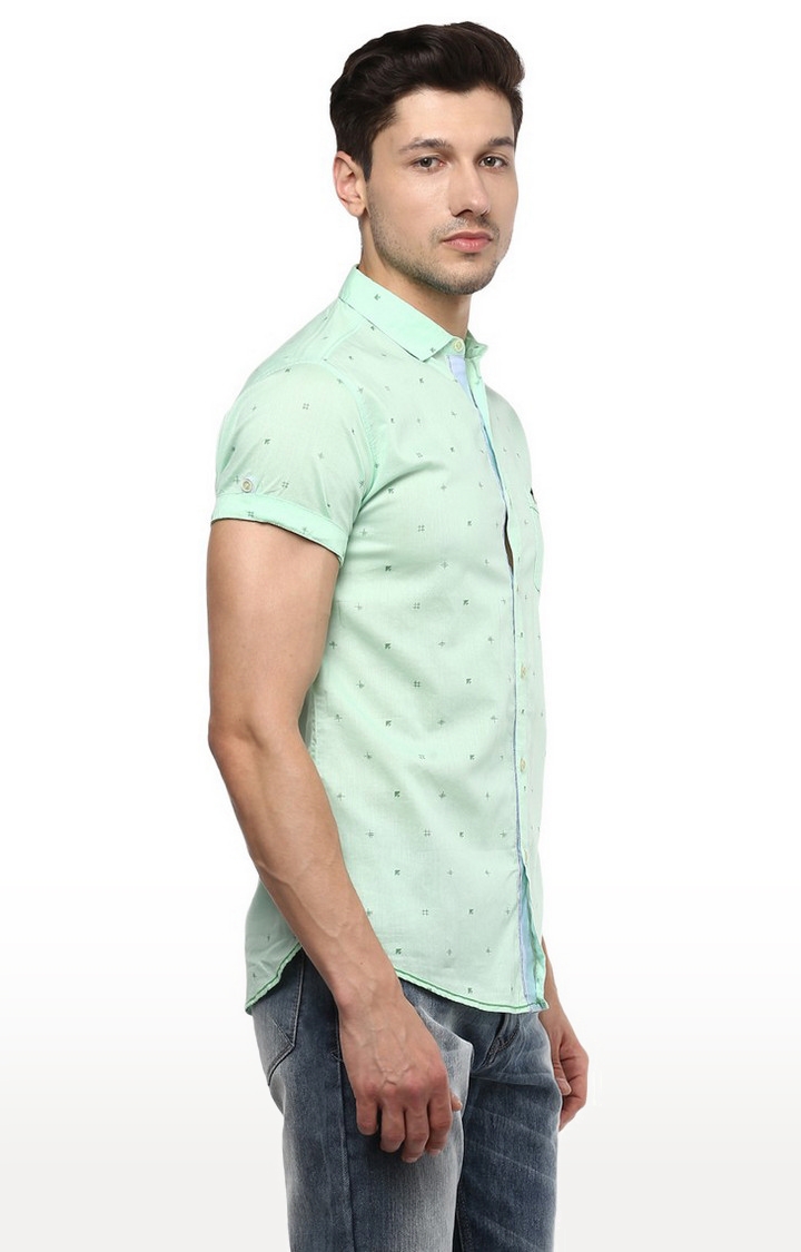 spykar | Men's Green Cotton Printed Casual Shirts 2