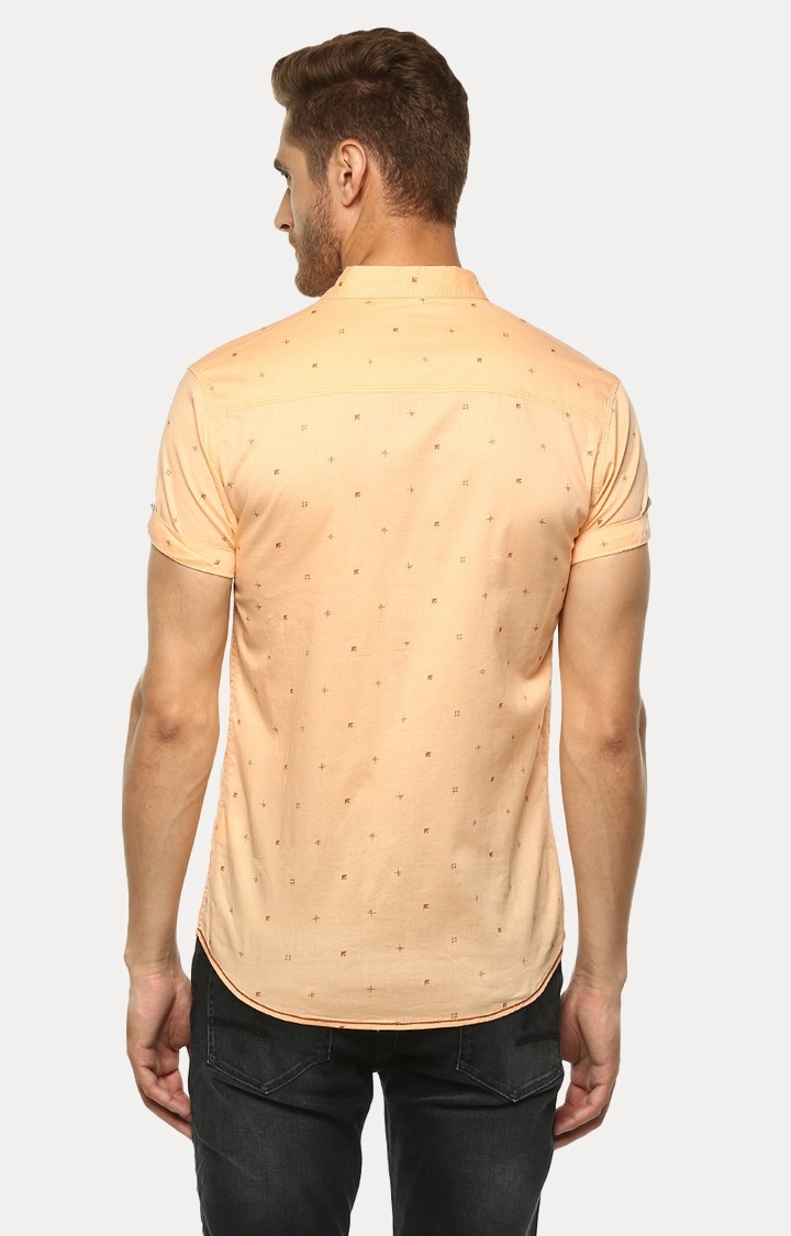 spykar | Men's Orange Cotton Printed Casual Shirts 3
