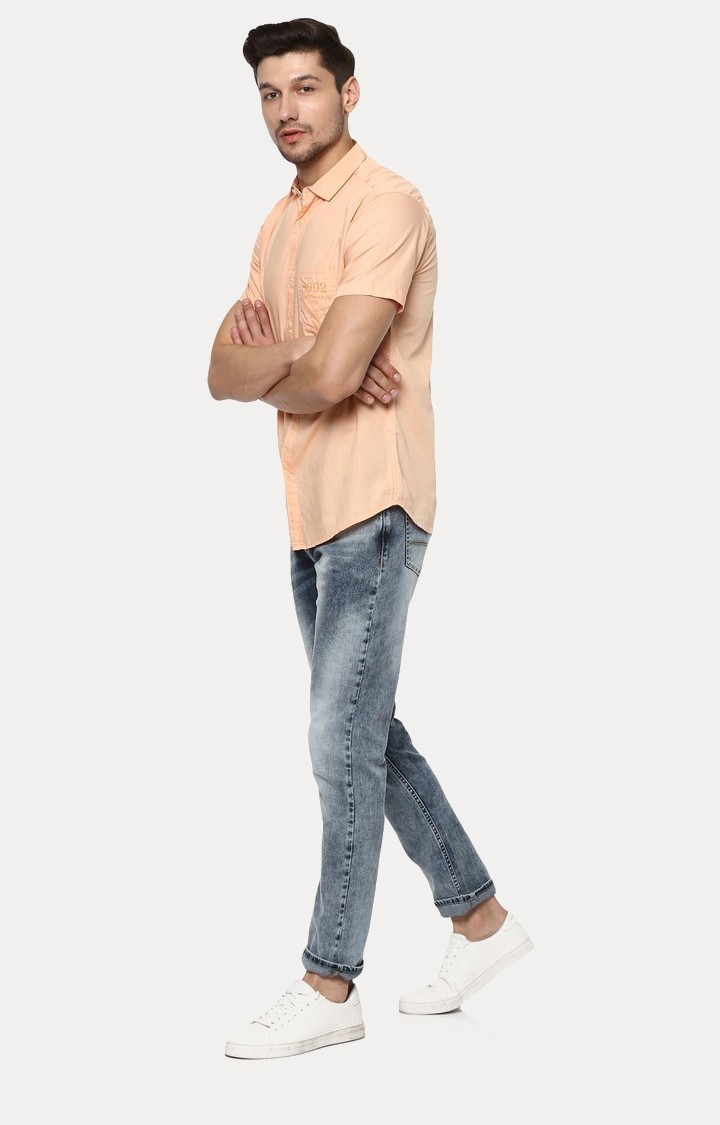 spykar | Men's Orange Cotton Solid Casual Shirts 1