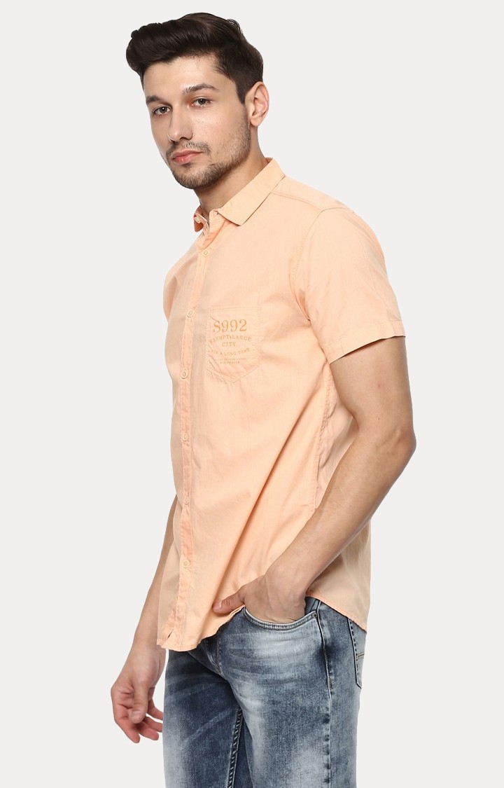 spykar | Men's Orange Cotton Solid Casual Shirts 2