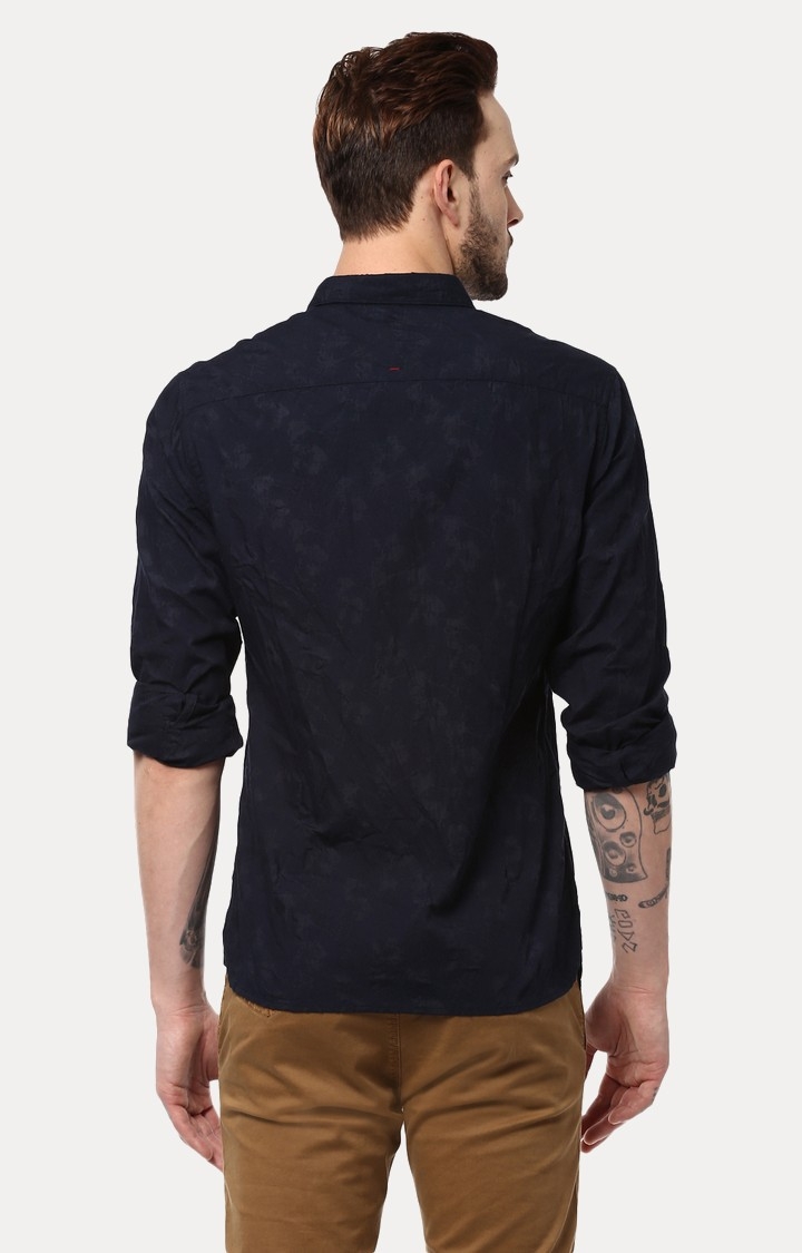 Men's Blue Cotton Printed Casual Shirts