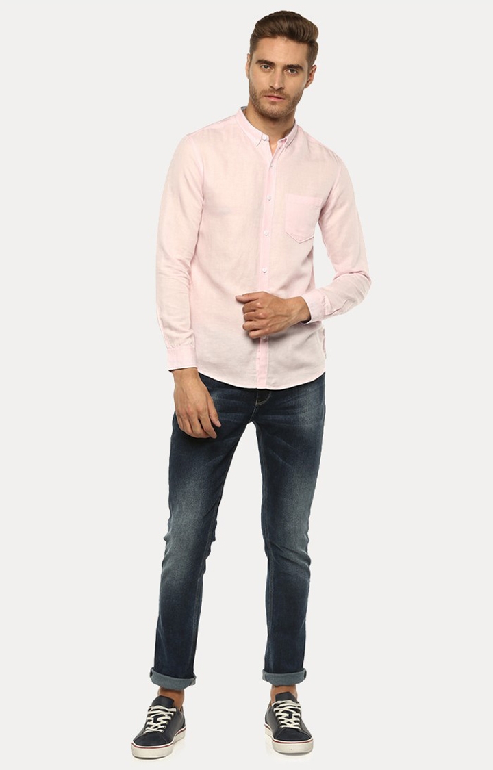 Spykar | Men's Pink Cotton Solid Casual Shirts 1