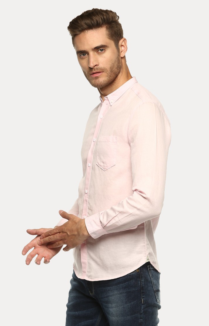 Spykar | Men's Pink Cotton Solid Casual Shirts 2
