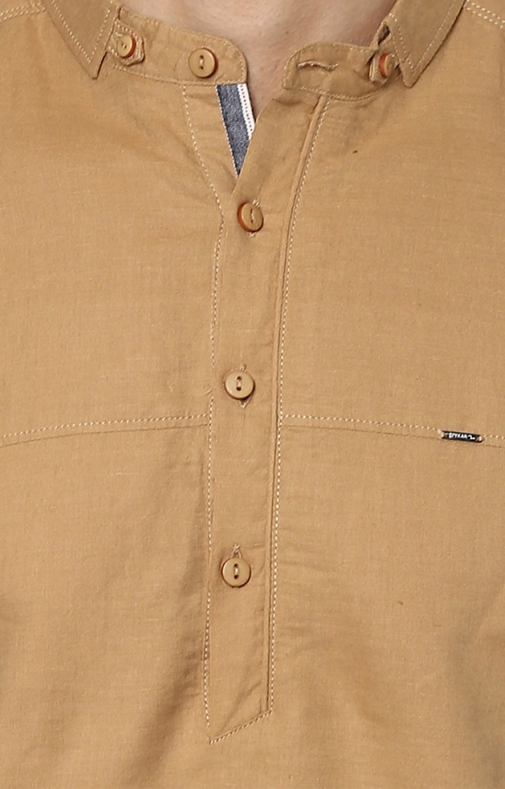 spykar | Men's Brown Cotton Solid Casual Shirts 4