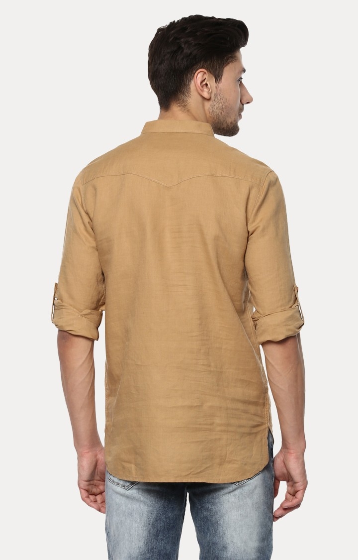 spykar | Men's Brown Cotton Solid Casual Shirts 3