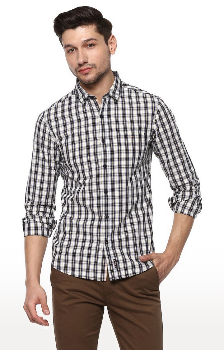 spykar | Men's Black Cotton Checked Casual Shirts 0
