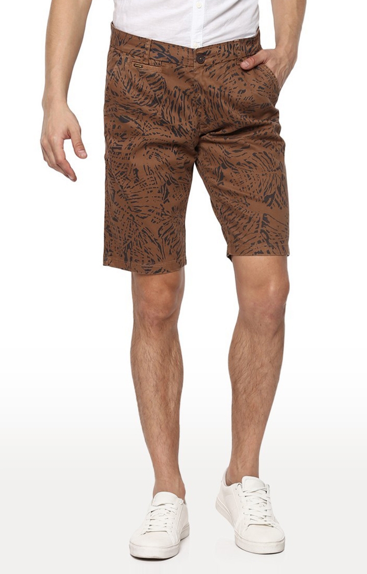 spykar | Men's Brown Cotton Printed Shorts 0