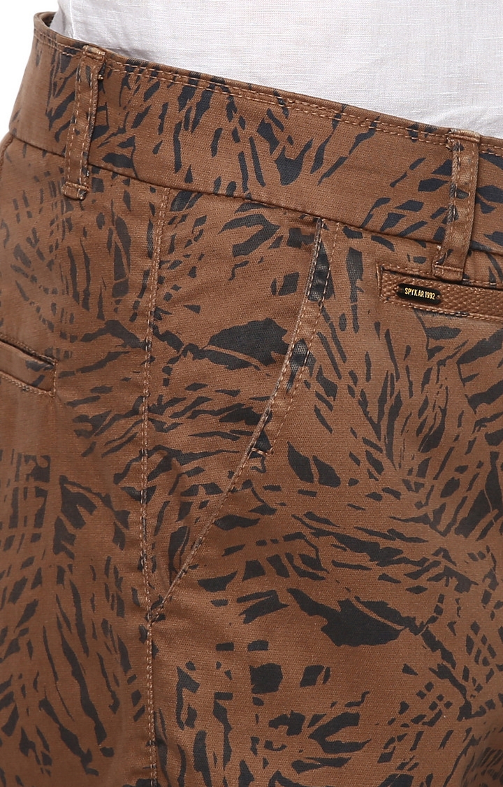 spykar | Men's Brown Cotton Printed Shorts 4