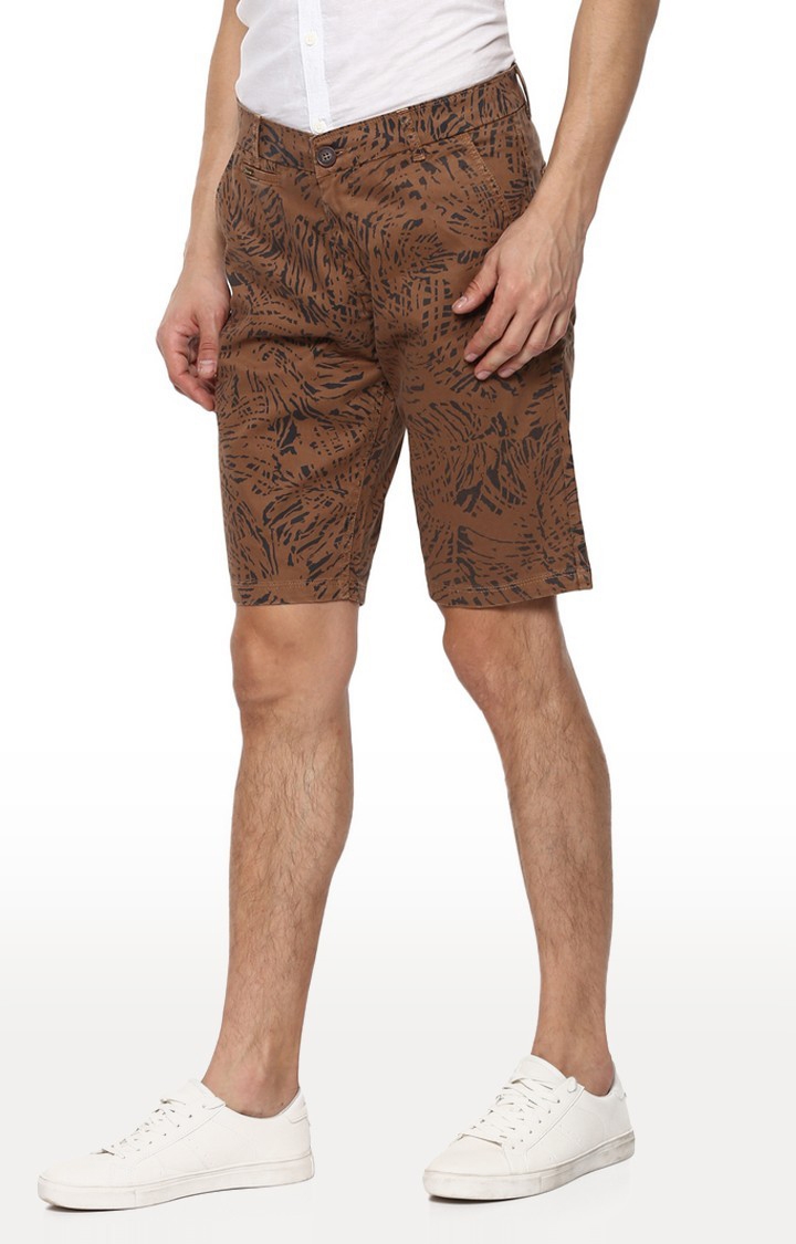 spykar | Men's Brown Cotton Printed Shorts 1