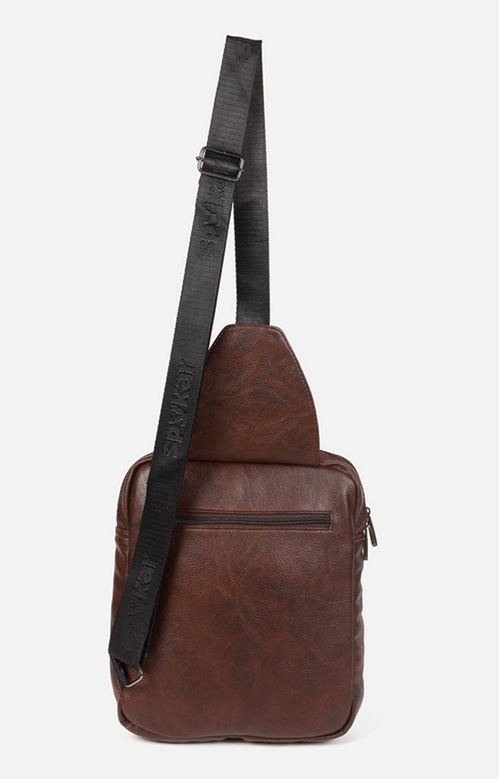 spykar | Spykar Brown Solid Satchels Bag 5