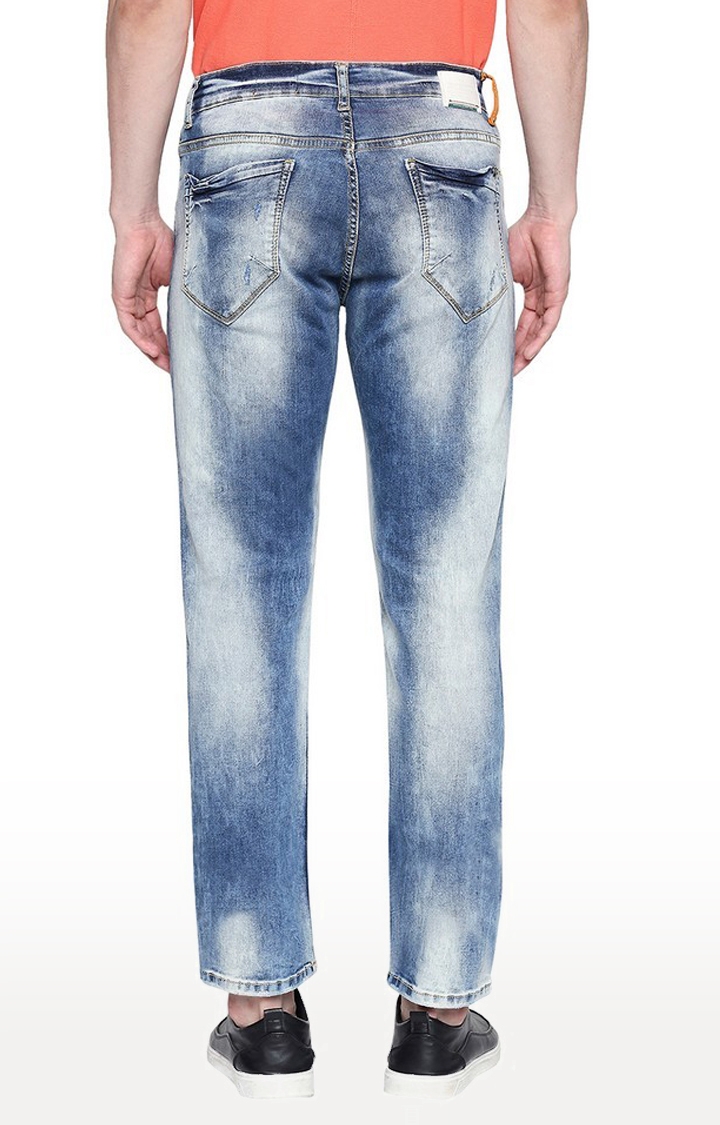 spykar | Men's Blue Cotton Ripped Slim Jeans 4