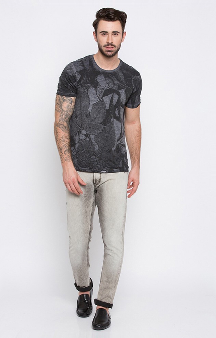spykar | Men's Grey Cotton Solid Slim Jeans 1