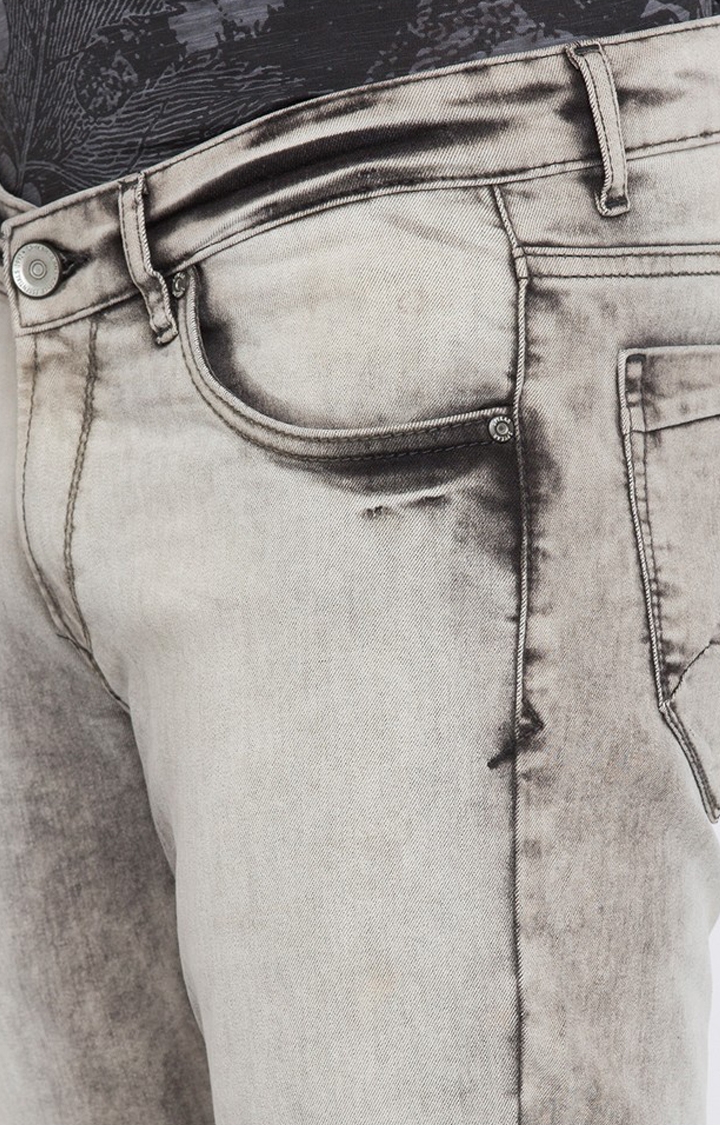 spykar | Men's Grey Cotton Solid Slim Jeans 5