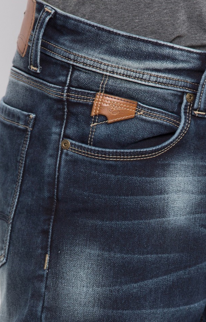 spykar | Men's Blue Cotton Solid Straight Jeans 5
