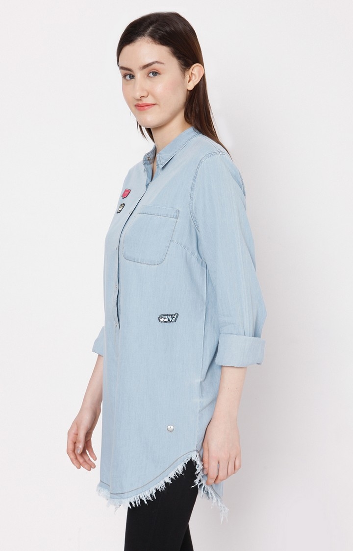 spykar | Women's Blue Cotton Printed Casual Shirts 1