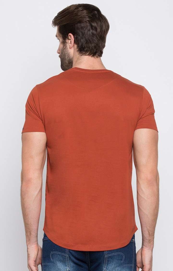 spykar | Spykar Burnt Orange Printed Slim Fit T-Shirt 5