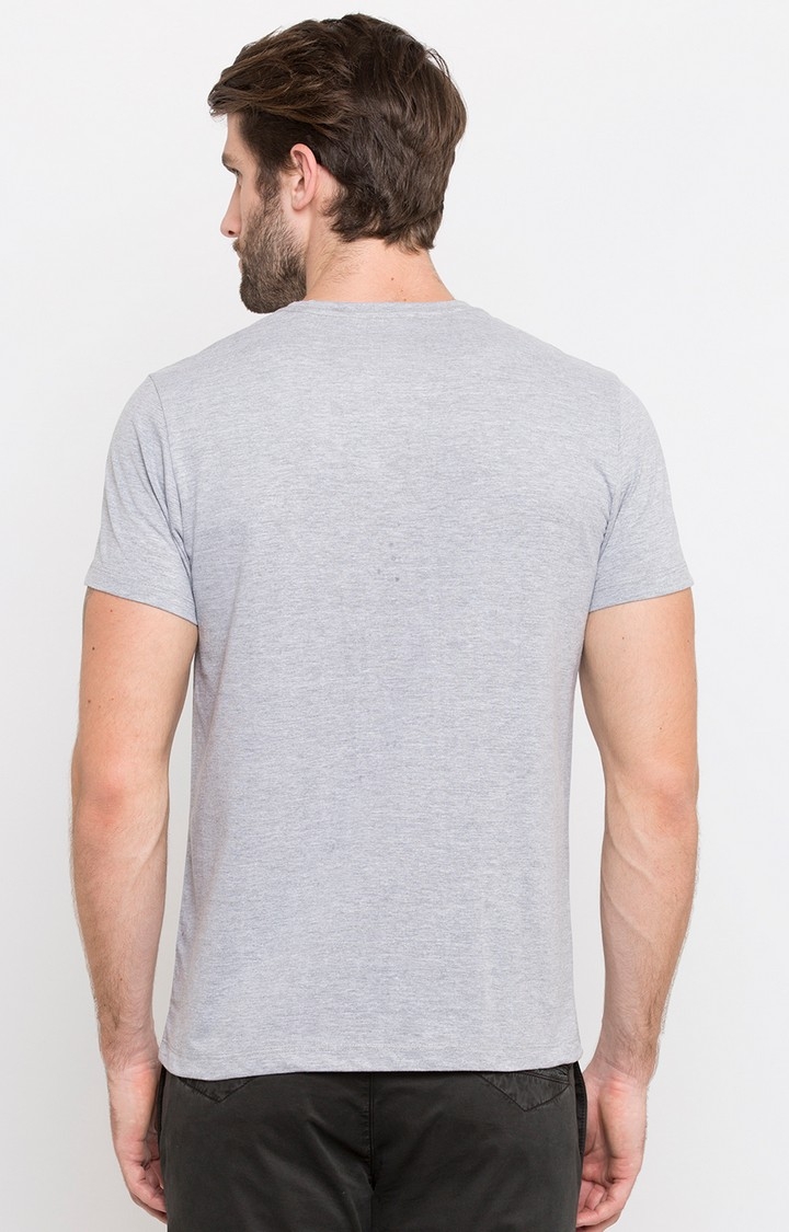 spykar | Spykar Grey Printed Slim Fit T-Shirt 5