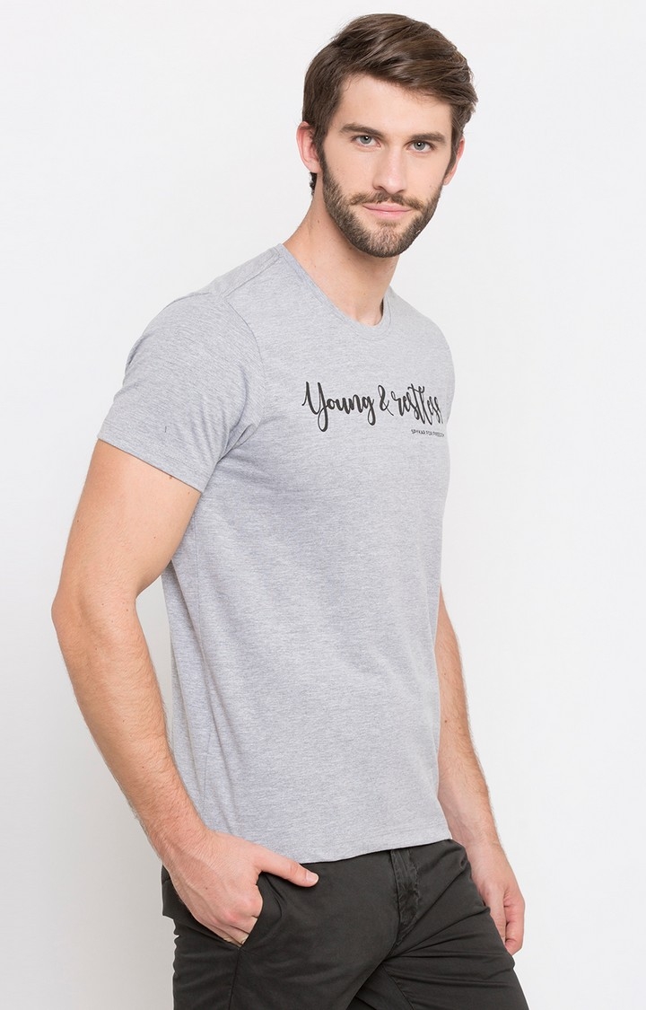 spykar | Spykar Grey Printed Slim Fit T-Shirt 3