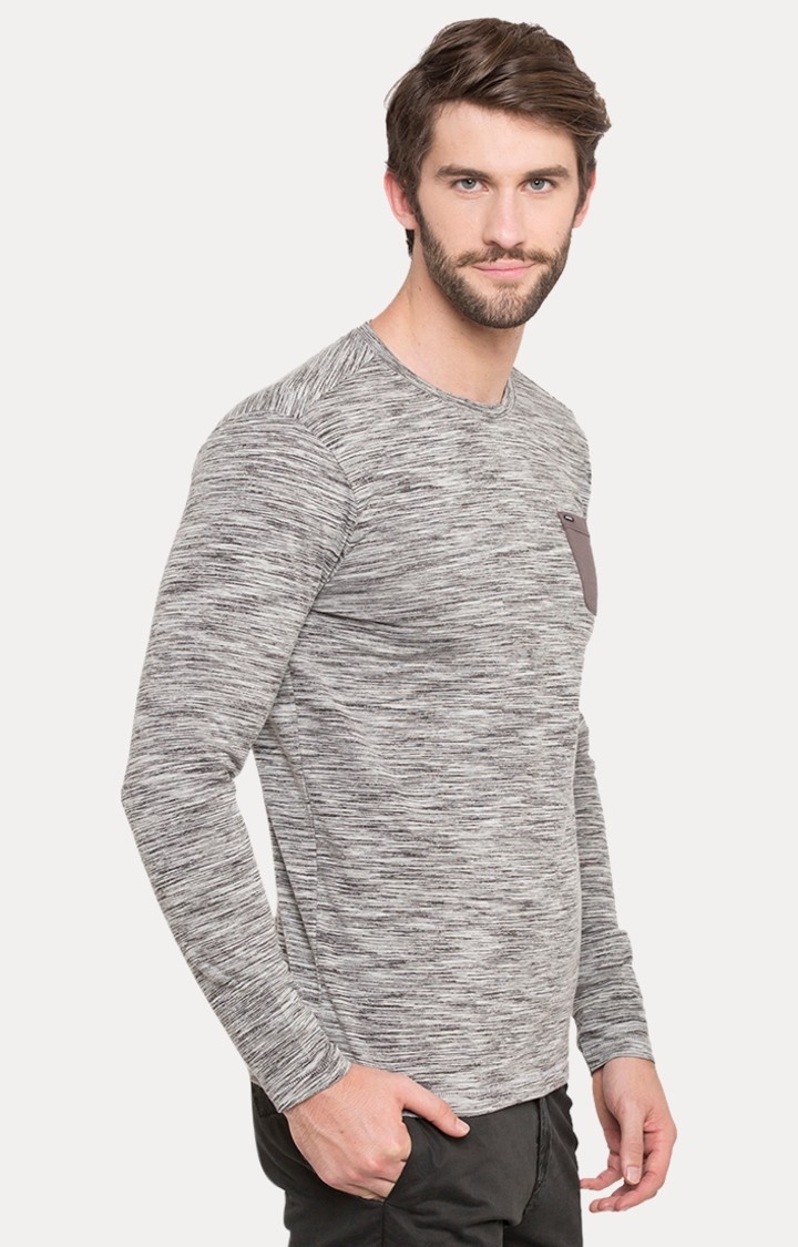 spykar | Spykar Grey Melange Slim Fit T-Shirt 3