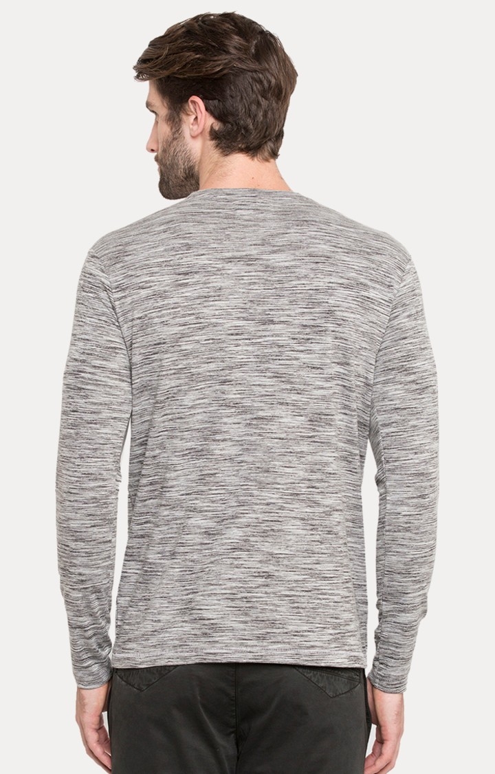 spykar | Spykar Grey Melange Slim Fit T-Shirt 4