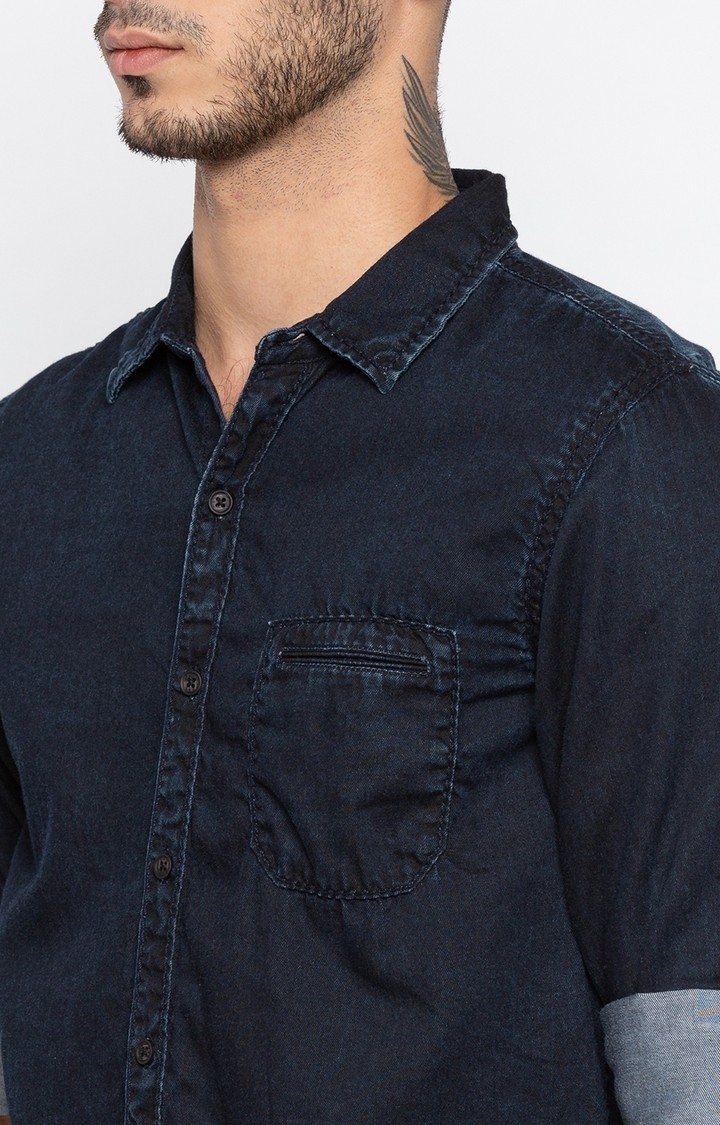 spykar | Men's Blue Cotton Solid Casual Shirts 5