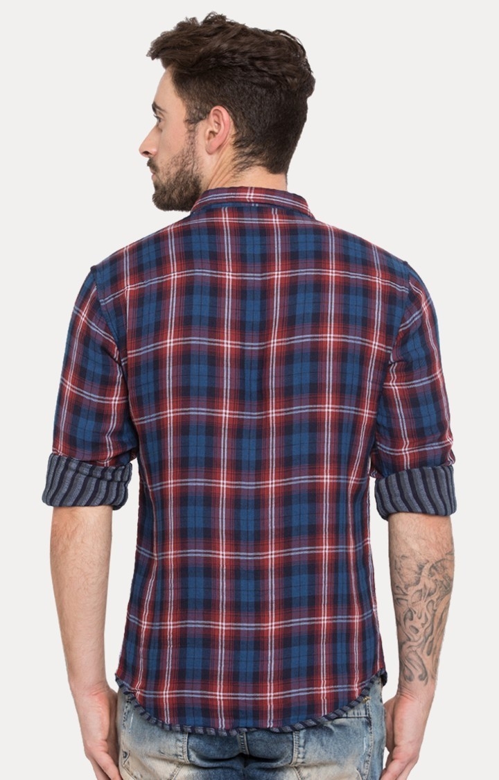 spykar | Men's Red Cotton Checked Casual Shirts 3