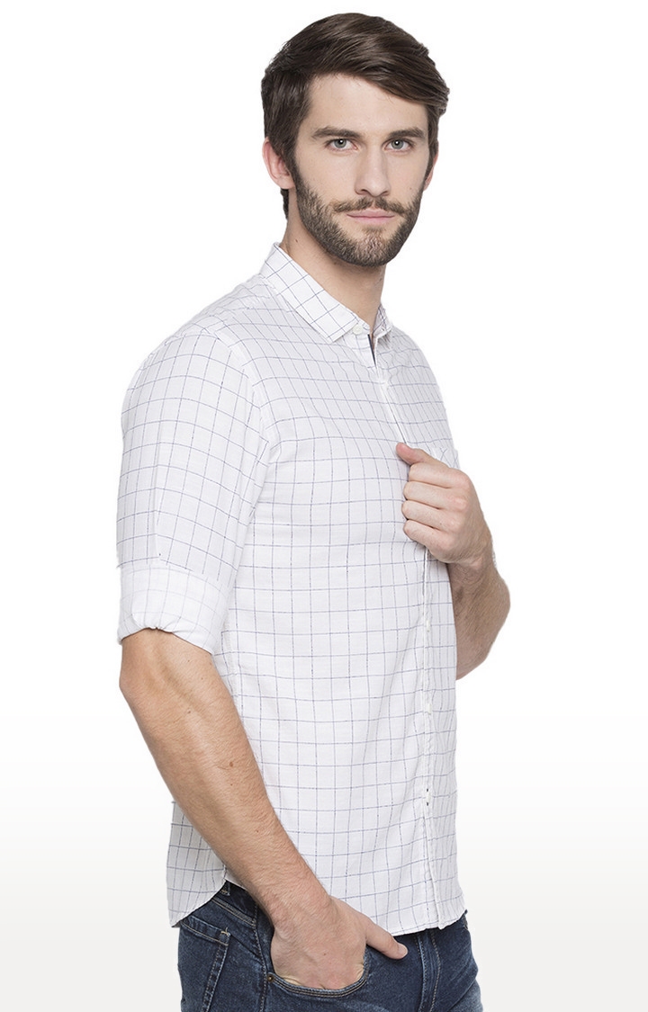 spykar | Men's White Cotton Checked Casual Shirts 3