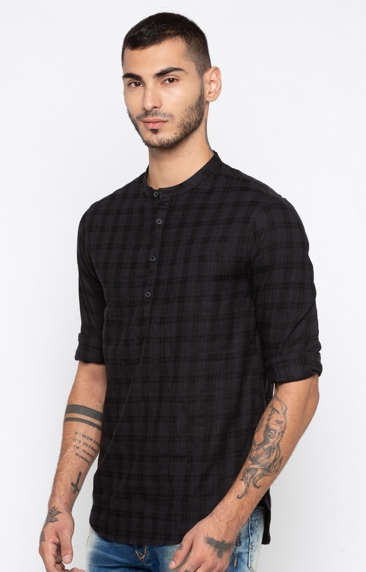 spykar | Men's Black Cotton Checked Casual Shirts 2