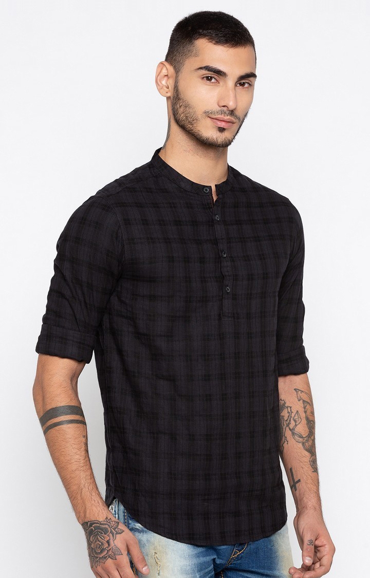 spykar | Men's Black Cotton Checked Casual Shirts 3