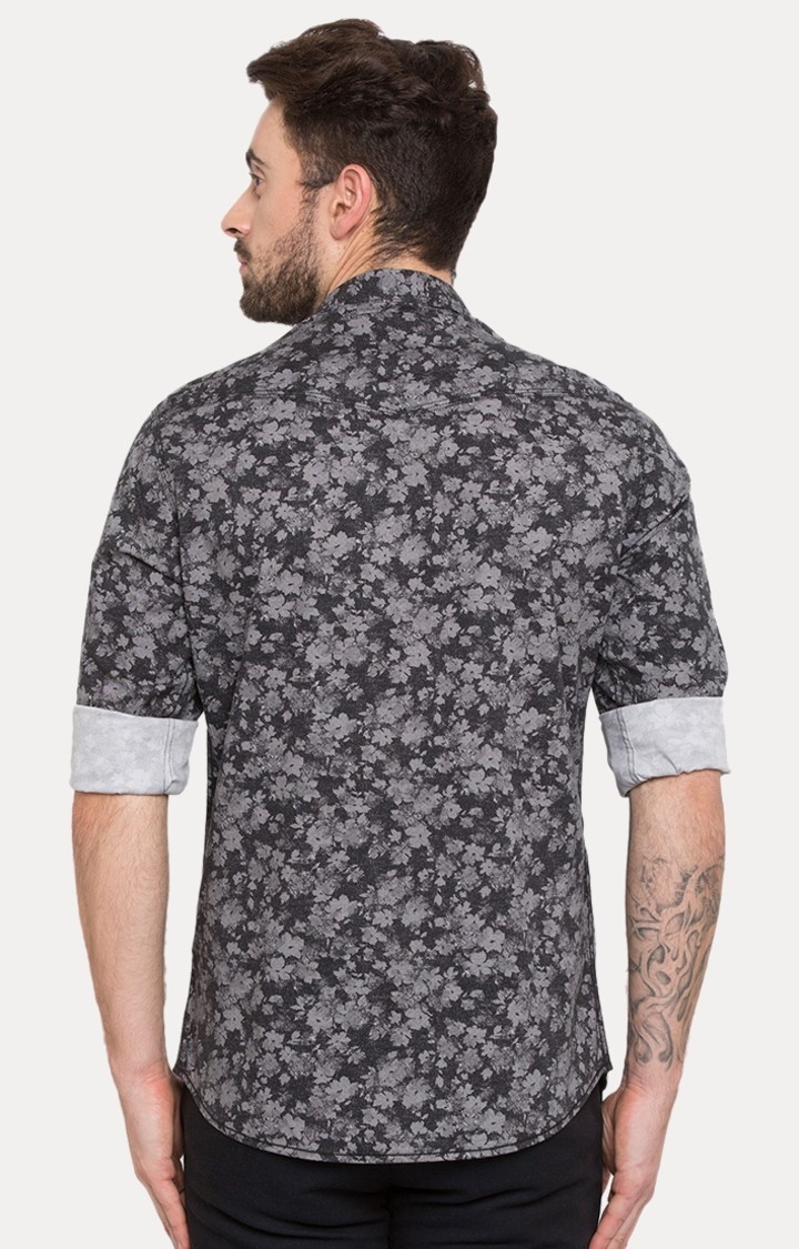 spykar | Spykar Black Printed Slim Fit Casual Shirt 4