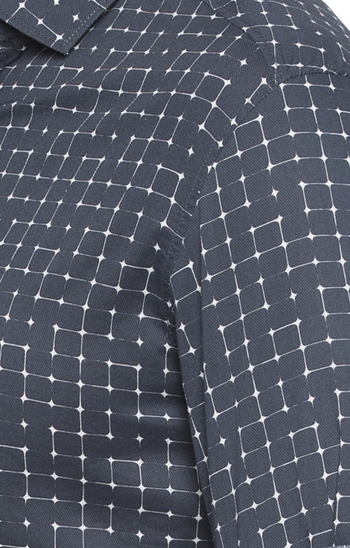 Men's Grey Cotton Polka Dots Casual Shirts