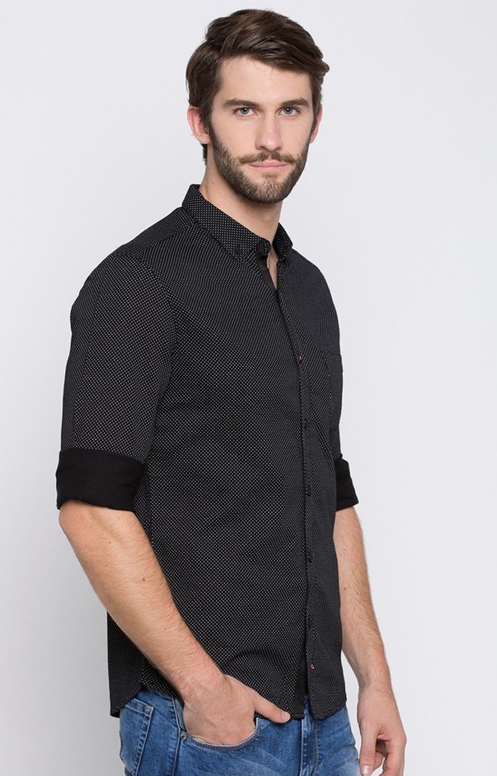 spykar | Men's Black Satin Printed Casual Shirts 3