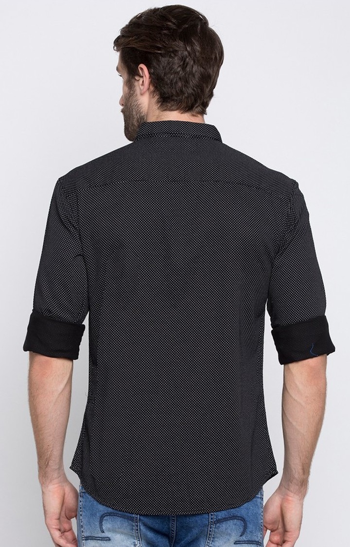 spykar | Men's Black Satin Printed Casual Shirts 4