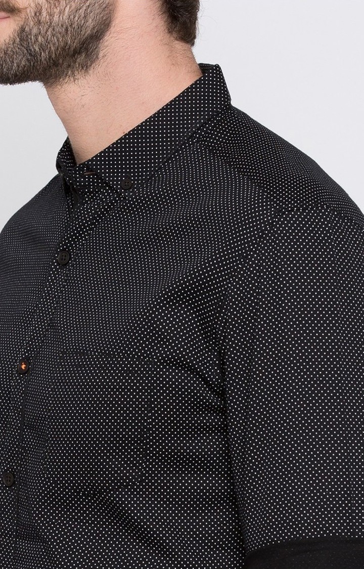 spykar | Men's Black Satin Printed Casual Shirts 5