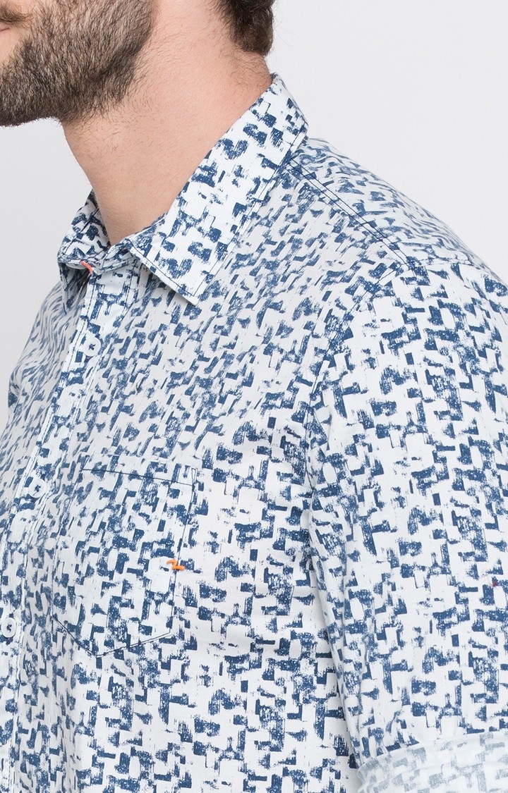 Spykar | Men's Blue Cotton Printed Casual Shirts 6