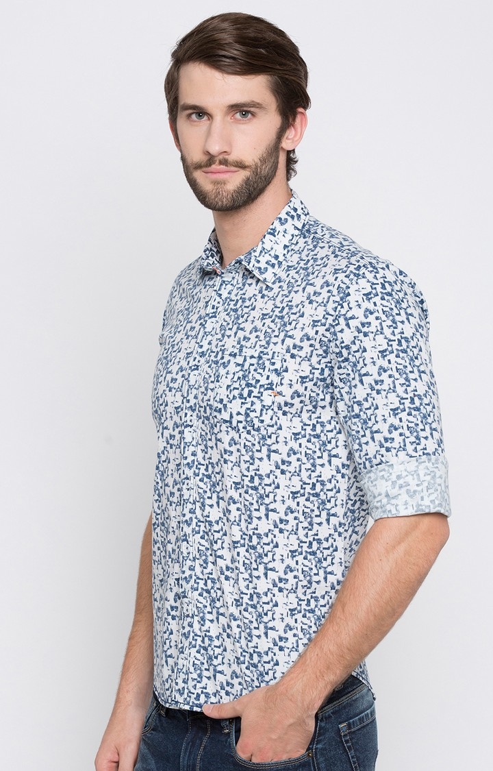 Spykar | Men's Blue Cotton Printed Casual Shirts 3